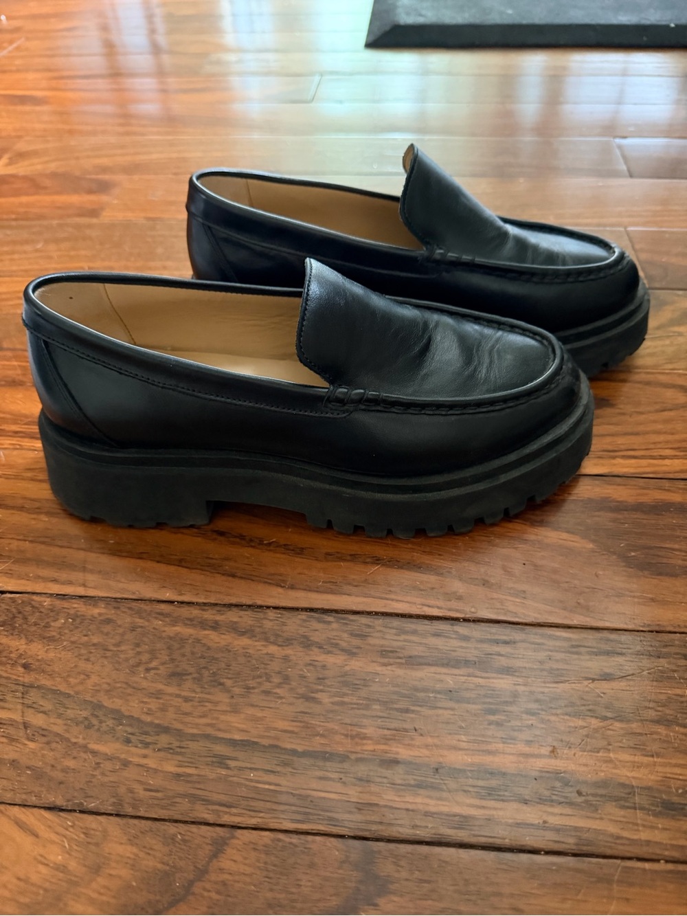 Banana Republic Black Leather Lug Sole Slip-On Loafers